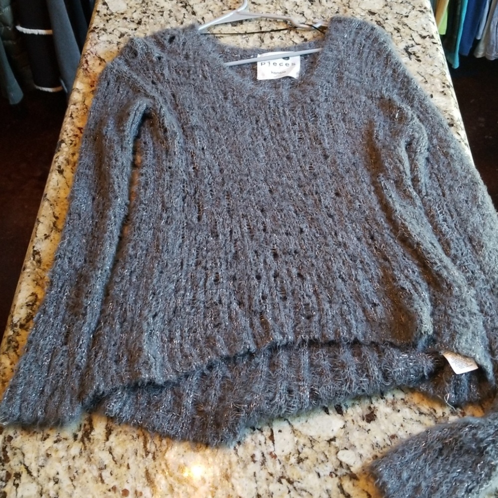 Super soft grey silver glitter sweater